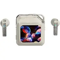 Kepptory LED Full-Color Touch Screen Earphones Active Noise Reduction True Wireless ANC Headphones White