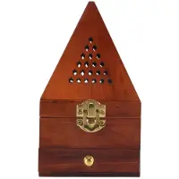 Tlily Wooden Agarwood Sandalwood Box Incense Burner Burner Antique Aromatherapy Burner Pyramid Hollow Incense Box