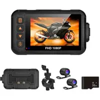 Typecat 1080P Waterproof Motorcycle Camera DVR Motorcycle Dashcam 3.0 Inch Front Rear Camera Video Motorcycle Recorder