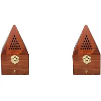 Typecat 2X Wooden Agarwood Sandalwood Box Incense Burner Burner Antique Aromatherapy Burner Pyramid Hollow Incense Box