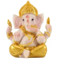 Tlily Haidianzi Gold Lord Ganesha Buddha Statue Elephant God Sculptures Ganesh Figurines