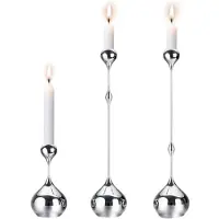 Torribaly Silver Candle Holder, Metal Candlestick Romantic Art Table Decoration for Home Dining , Wedding Photography Props