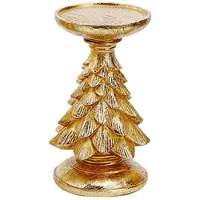 Tlily Retro Resin Christmas Tree Candlestick - Festive Decoration, Desktop Atmosphere, Vintage Candle Holder Stand B