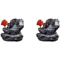 Torribaly 2X E Incense Burner Mountains River Waterfall Fragrance Fireplace Backflow Smoke Censer Holder Decoration for Home