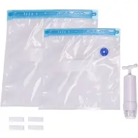Tlily Sous Vide Bags 15Pack Reusable Electric Vacuum Food Storage Save Sealer Cooker with 1 Hand Pump,2 Size Sealed Bag,4 Clip