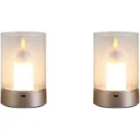 Typecat 2X USB Candle Light Rechargeable Flameless Electric LED Candle Dancing Moving Candles Light Home Decoration