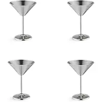 Typecat Sett med 4 glass i rustfritt stål, 225 g cocktailglass i metall, ubrytelige