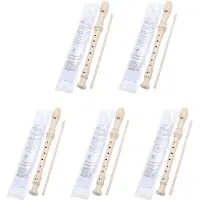 Torribaly 5X Beige-8 Holes Soprano Recorder with Cleaning Rod, German Style C Key Recorder for Kids Beginners Students