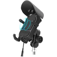 Torribaly Motorcycle Phone Holder 15W Wireless Charger USB QC3.0 Fast Charging Bike Smartphone Holder 360 Phone Holder