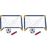 Typecat 2X Folding Football Soccer Goal Post Net Set with Pump Kids Sport Indoor Outdoor Games Toys