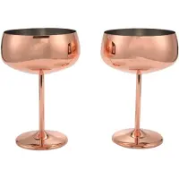 Tlily Copper Coupe Champagne Glasses Set of 2 Stainless Steel Vintage Martini Cocktail Glass Wine Goblet