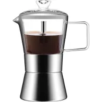 Typecat Moka induksjonskomfyr espressomaskin, glassplate og rustfritt stålkanne