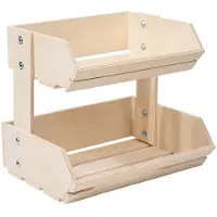 Tlily 2-Tier Wooden Fruit Basket,Multipurpose Kitchen Storage for Vegetables, Bread,Rustic Vintage Style Food Container White