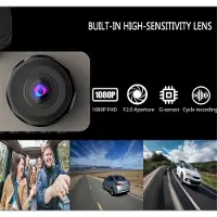 Typecat 3-kanals dashbordkamera for bil, 1080P HD bil foran og bak, nattsyn,