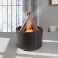Jehiatek Simulert flamme-diffusor, bål-luftfukter, ultralyd kjølig tåke, tåkeapparat, LED-oljelampe, diffusor, hvit