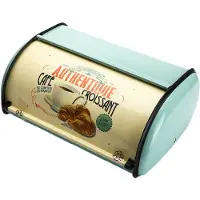 Typecat Vintage brødboks med oppbevaringsboks, sammenrullbar topp, lyseblå, liten, pulverlakkert