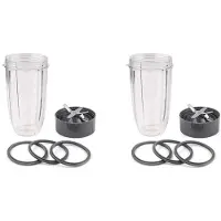 Melitt 2X Replacement Parts 32 Oz Cup and Blade and Seal Ring Rubber Gaskets Replacement, Compatible for Nutribullet