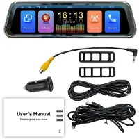 Melitt 9.36 Inch Touch Screen Wireless CarPlay Car Stream Media Dashcam DVR Rearview Mirror Dash Camera Recorder Night Vision