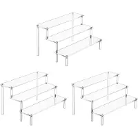 Melitt 3X Acrylic Display Risers, Perfume Stand Organizer, Clear Acrylic Shelf Risers for Stands for Food, Tabletop Use