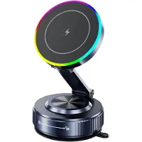 Melitt 15W Foldable Magnetic Car Mount Charger Wireless Car Charger for Car Dashboard,360 Vacuum Magnetic Phone Holder for Car