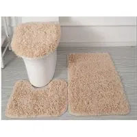 Wella Toilet Cover 3Pcs Bath Mat Shower Room Floor Rug Home Bathroom Anti-Slip Absorbent Doormat Bathtub Decor Carpet C