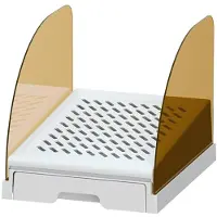 Melitt Cat Litter Ramp with Drawer Baffles Adjustable Height Elevated Litter Box Step Stool Anti Tracking Easy to Clean