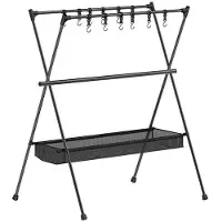 Melitt Three-Bar Frame Camping Rack Folding Ultra-Light Camping Tripod Travel Sundries Hanger 50x68x88cm +Mesh Bag