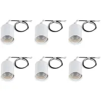 Melitt 6X E27 Ceramic Screw Base Round LED Light Bulb Lamp Socket Holder Adapter Metal Lamp Holder with Wire White