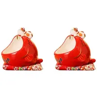 Tlily 2X Ceramic Lucky Cat Candy Box Cute Lucky Cat Storage Box Money Box Chinese Home Decor for Attract Wealth and Good Luck