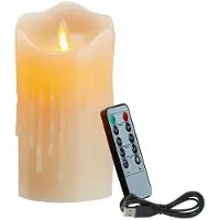 Tlily LED Candles, Flickering Flameless Candles,Rechargeable Candle, Real Wax Candles with Remote Control,12.5cm