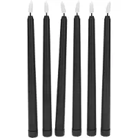 Melitt Pack of 6 Black LED Birthday Candles,Yellow Flameless Flickering Battery Operated LED Halloween Candles