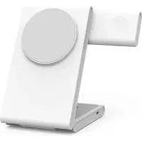 Tlily 3-in-1 Foldable Wireless Charger Stand for 15/14 and Watch S8/7 Magnetic Fast Charging Dock White