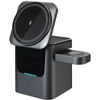 Zandona Magnetic Phone Auto Rotation Wireless Charger with Clock, 15W Fast Charging Stand for 12-17, for