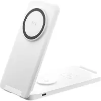 Tlily Foldable Multi-Functional Vertical Stand Magnetic Wireless Charger Suitable for Mobile Phones Watches Headphone White