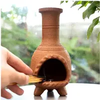 ISTOVO 2X Handmade Terracotta Holder Burner for Smudging and Meditations - Mexican Style Chiminea Clay Incense Dish