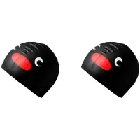 Exogio 2X Swimming Caps Penguin Durable Nonslip Flexible Latex Swim Caps for Surfing Kids Girls Boys Women Men