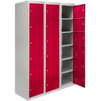 MonsterShop 3 x metallskap – seks dører, rød – flatpakke