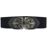 INF Elastisk belte / midjebelte med vakker spenne Black