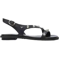 Martinelli for woman. 1535-B152Z Black leather sandals by Mazzini (41), Flat, Buckle, Casual
