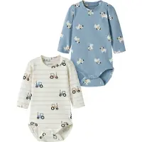 Name it Body I/e - 2-pack - NbmVroels - Antique White/Ashley Blu - - 1 år (80) - Langermet Body