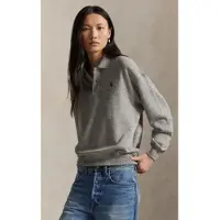 Ralph Lauren for woman. 211965097004 Gray lightweight terry polo sweater (XL), Casual, Grey, Cotton, Long sleeve
