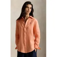 Ralph Lauren for woman. 211970730521 Orange Classic Fit linen shirt (M), Casual, Long sleeve, Coral