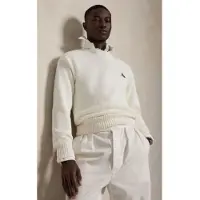 Ralph Lauren for man. 710B17552001 White embroidered Relaxed Fit cotton sweater (XL), Casual, Long sleeve