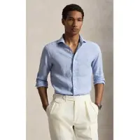 Ralph Lauren for man. 710B22589002 Blue Custom Fit linen shirt (XL), Casual, Long sleeve