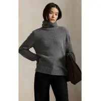 Ralph Lauren for woman. 211891667500 Gray wool turtleneck sweater (S), Casual, Grey, Long sleeve
