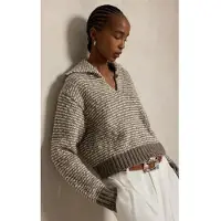 Ralph Lauren for woman. 211B17754001 Brown striped cotton blend sweater (S), Casual, Long sleeve