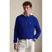 Ralph Lauren for man. 710775885544 Navy cable knit cotton sweater (XS), Blue, Casual, Long sleeve