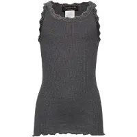 Rosemunde Topp - Lang - Rib - Mørkegrå Melert m. Blonder - - 8 år (128) - Singlet