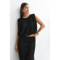 Gina Tricot  - Bubble hem knitted top - Singleter - Svart - XS - Dame