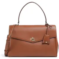 Ralph Lauren for woman. 431P11738001 Medium brown napa leather Farrah satchel bag (OSFA), Beige, Casual